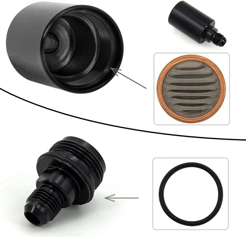 -6AN Inline Fuel Filter High Flow 100 Micron Cleanable AN6 6AN Black Universal