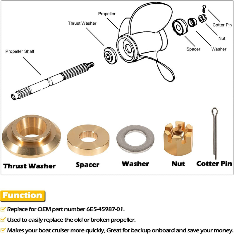 150-300HP Propeller Hardware Kit Thrust Washer Spacer Nut for Yamaha Outboard