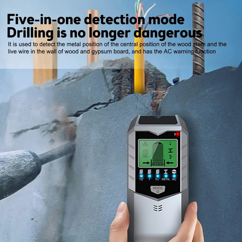 5 in 1 Digital Stud Finder Wood Metal Pipe Wire Wall Scanner Sensor LCD Detector