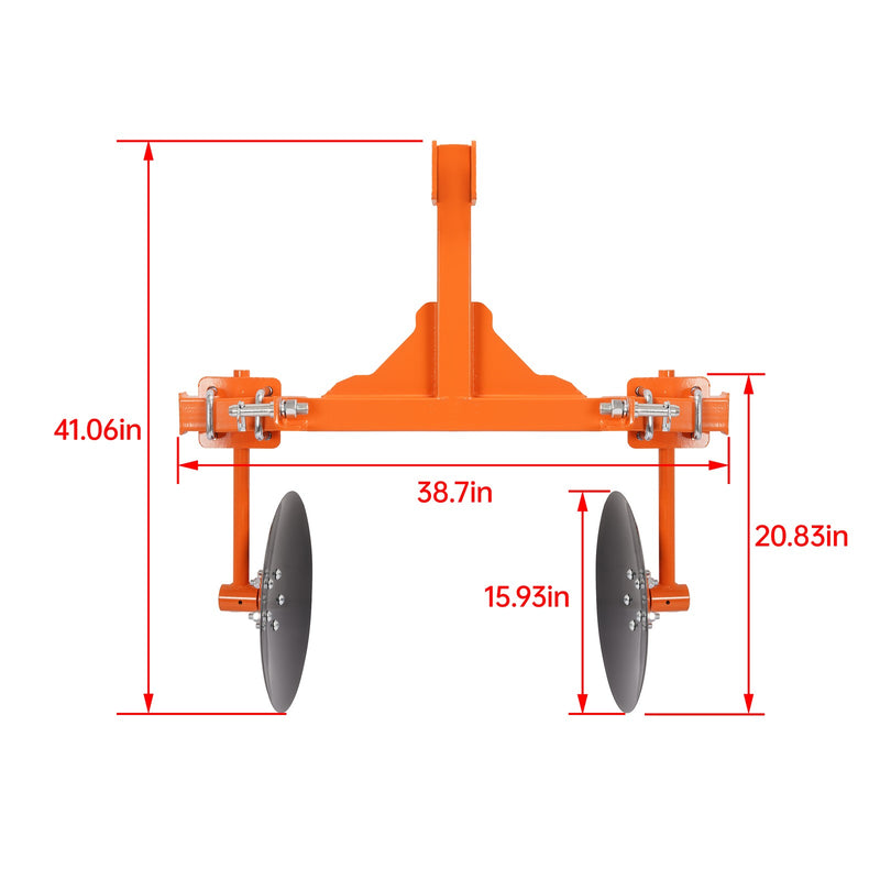 48" Adjustable Disc Bedder Disc Harrow for Cat 1 Tractors 3 Point Steel