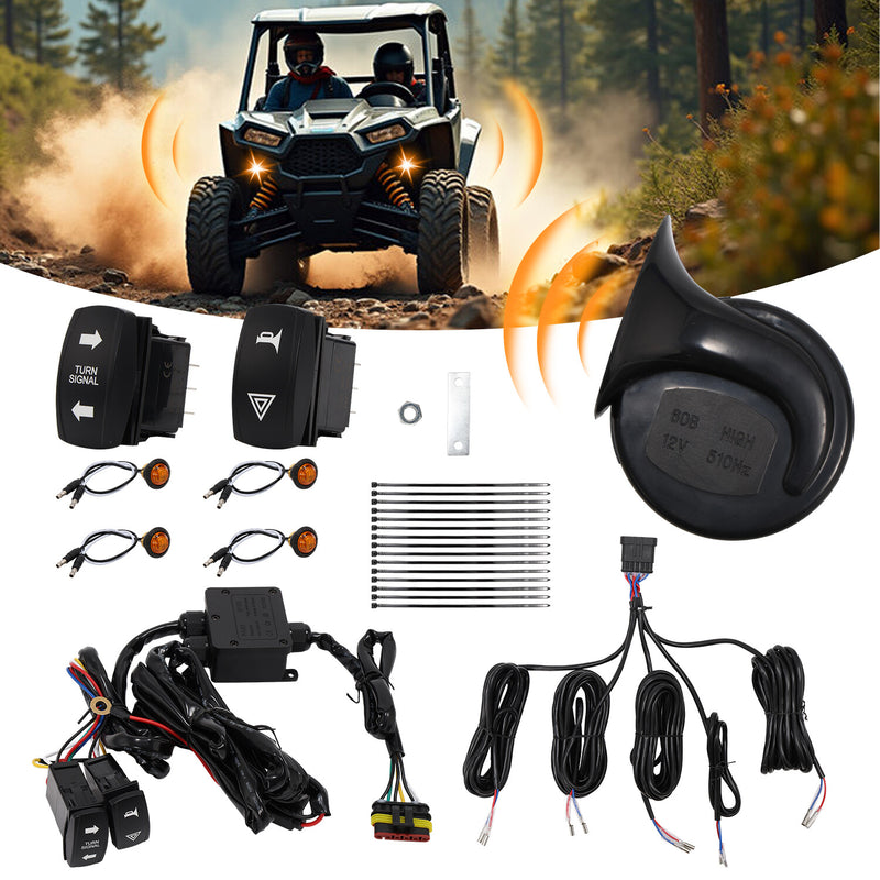 Plug and Play Turn Signal Horn Kit for Polaris Can-Am Kawasaki UTV Universal