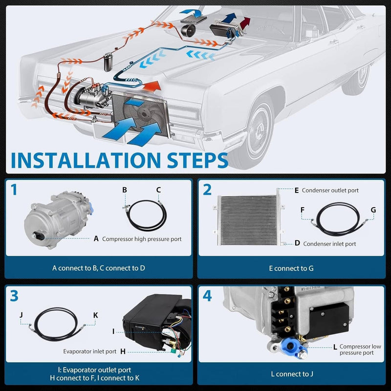 12V Electric Cool Heat Universal Underdash Air Conditioner for Car Auto A/C 63A