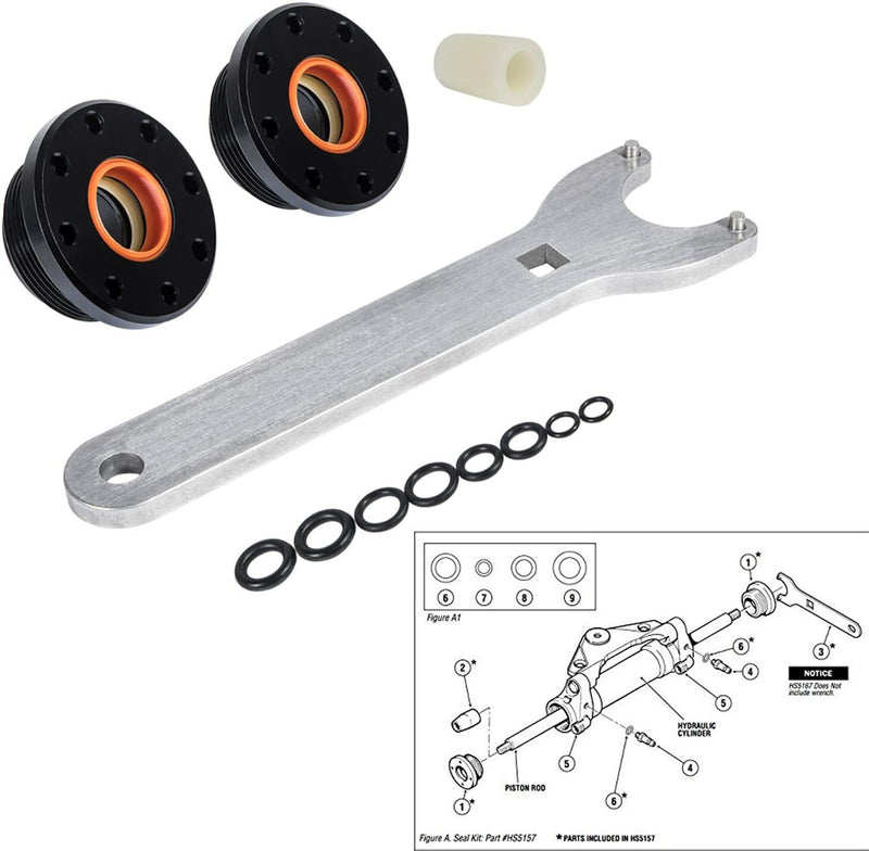 Front Mount Hydraulic Steering Cylinder Seal Kit with Pin Wrench for Seastar
