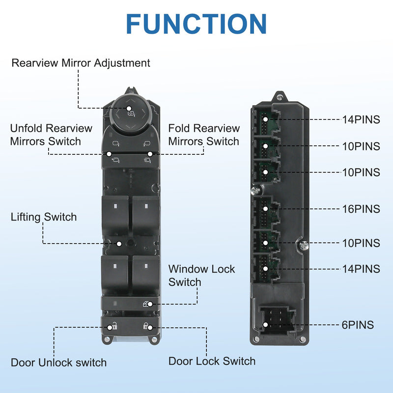Driver Left Door Window Switch Panel Control for 2007-14 Chevrolet GMC Cadillac