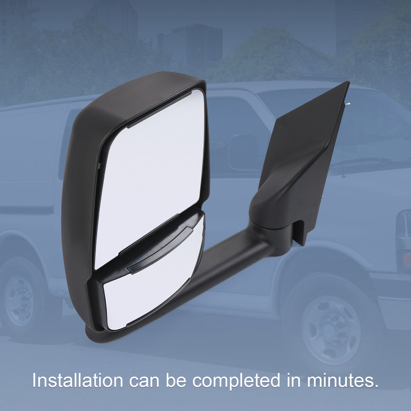 LH RH Pair Manual Tow Mirrors for Chevy Express Savana Van Smooth