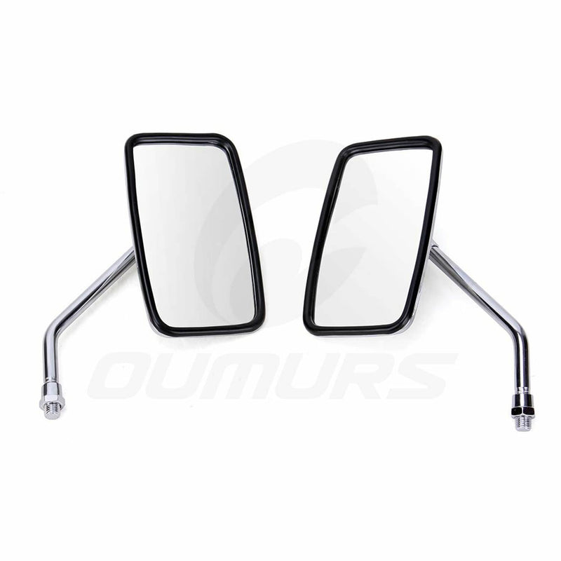 10mm M10 Rectangle Rear View Side Mirrors Adjustable for Honda Kawasaki Yamaha