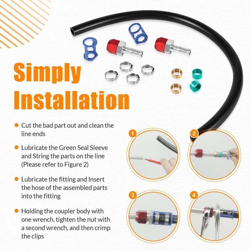800-670 A/C Line Splice Kit for 5/8 Line With No.10 Hose Line to Hose Repair