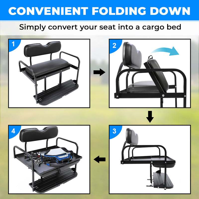 Folding Rear Back Seat Kit for Yamaha G2 G9 Golf Cart Gas Electric Black