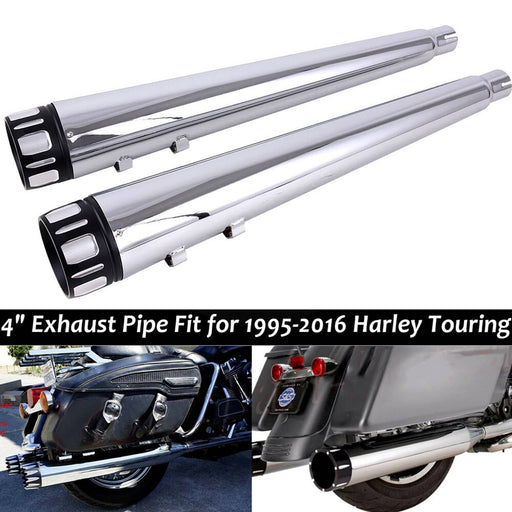 DURAFORCE 4in Slip On Muffler Exhaust Pipes for Harley Touring Bagger Glide 1995-2016 Pair