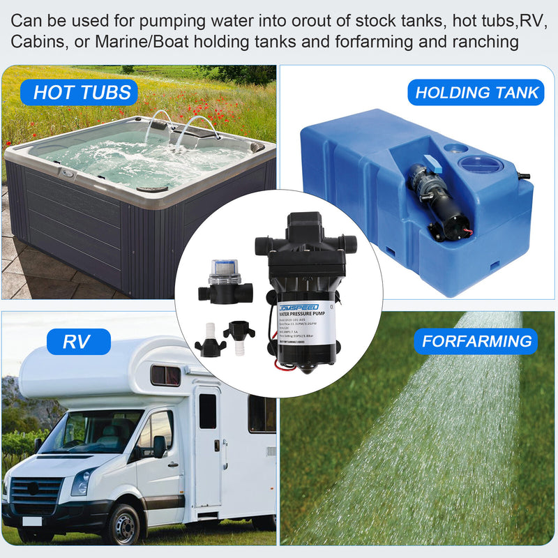 3.0 GPM 12V 55 PSI Water Pump for Camper RV Shower Sprayer 4008-101-A65