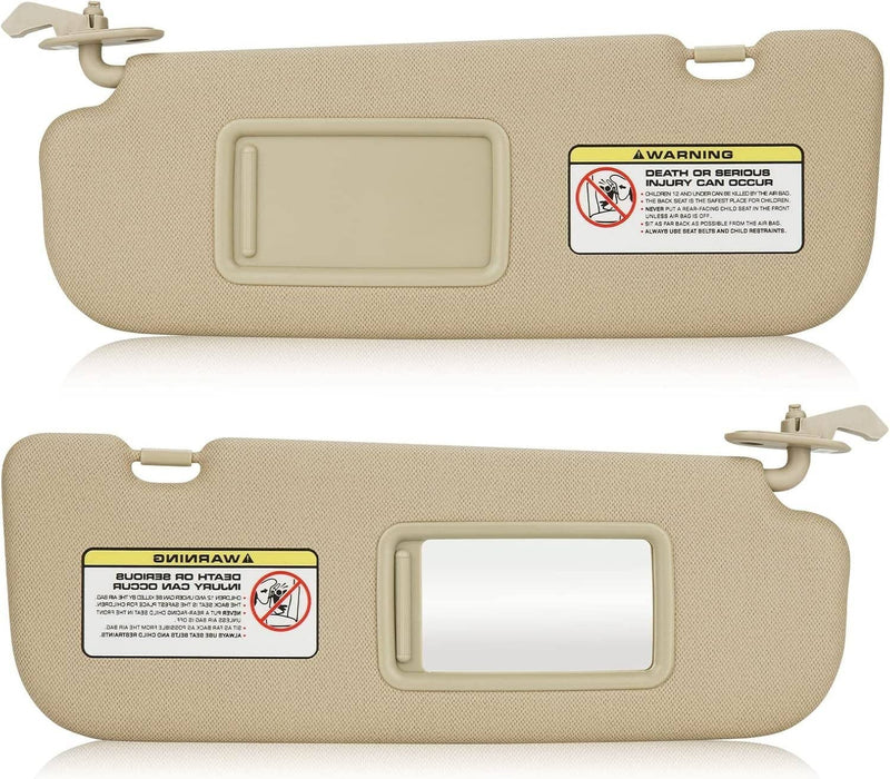 Beige Sun Visor w/Mirror Right & Left Side for 2011-2015 Hyundai Elantra