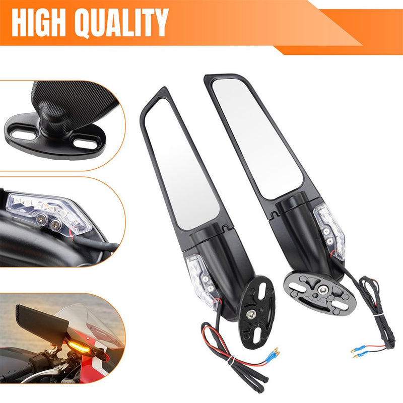 Rearview Wind Wing Mirrors w/ Turn Signals for Suzuki GSXR600 GSXR750 GSXR250R