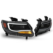 DURAFORCE Black LED DRL Dual Square Projector Headlights for Chevy Colorado 2015-2022
