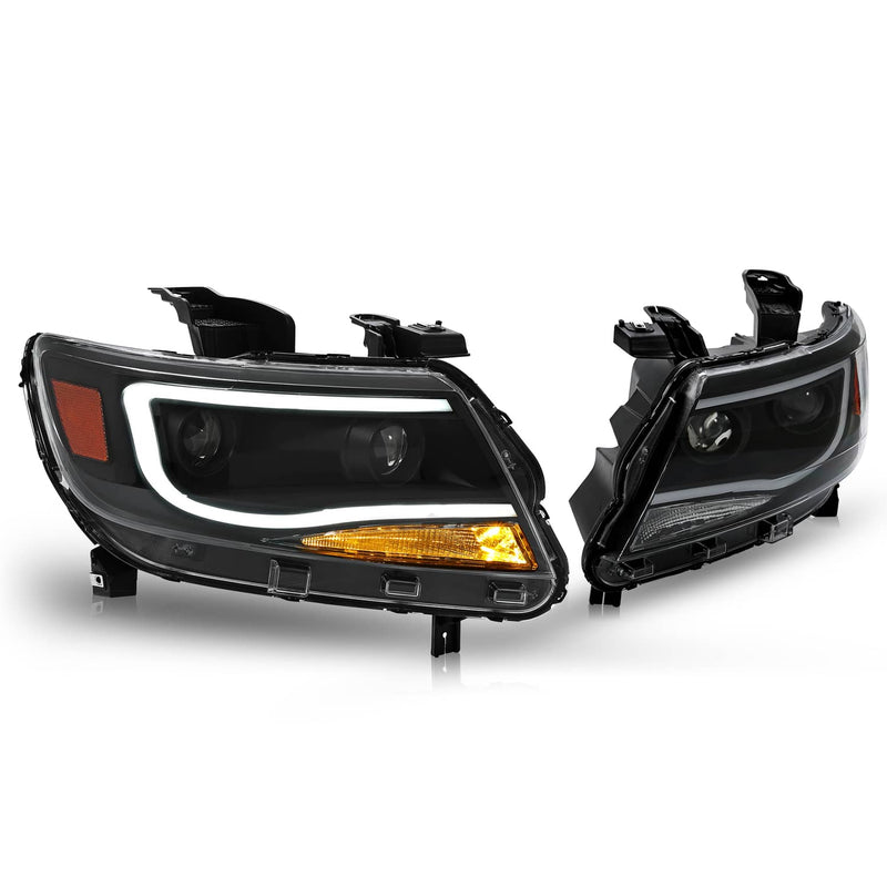 DURAFORCE Black LED DRL Dual Square Projector Headlights for Chevy Colorado 2015-2022