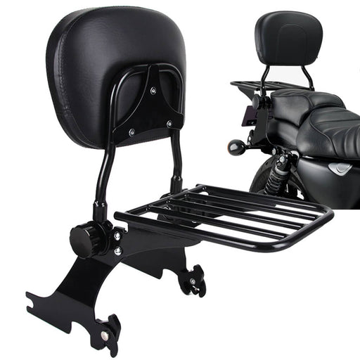 DURAFORCE Sissy Bar Backrest Luggage Rack for Harley Sportster 883 XL 1200 Custom 94-03