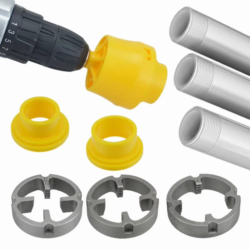 PVC Thread Maker Tool Pipe Threader Plumbing Tool with 3 Dies for Electric Drill