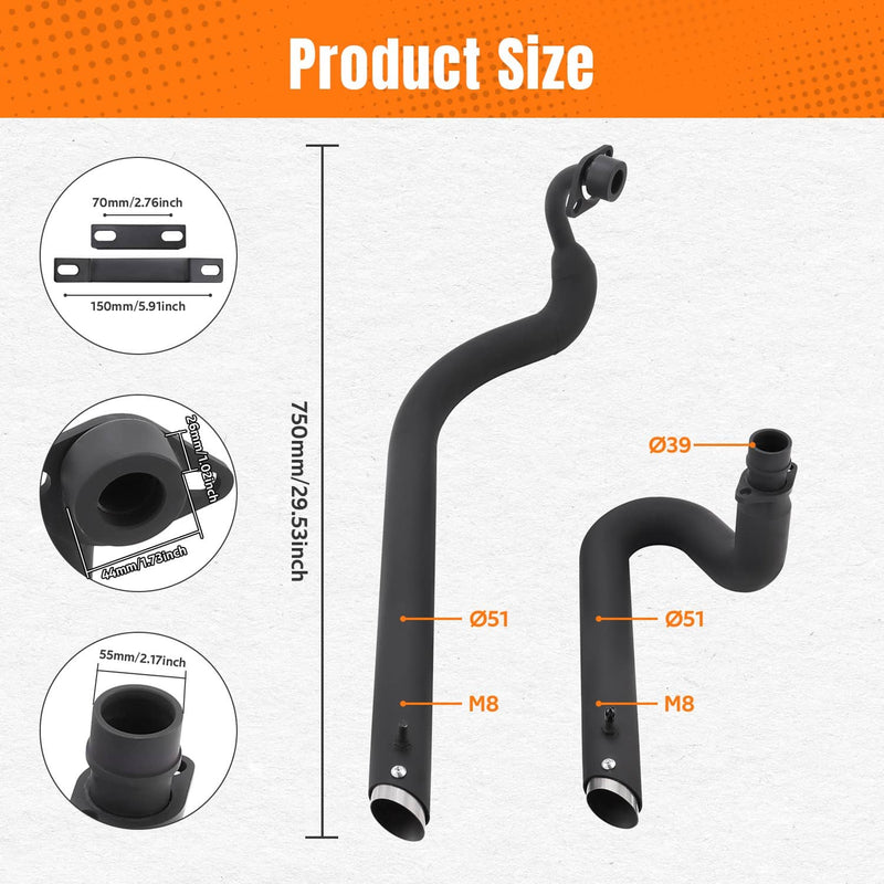 Black Exhaust Pipe System for Yamaha V Star 650 XVS650 Dragstar XVS400