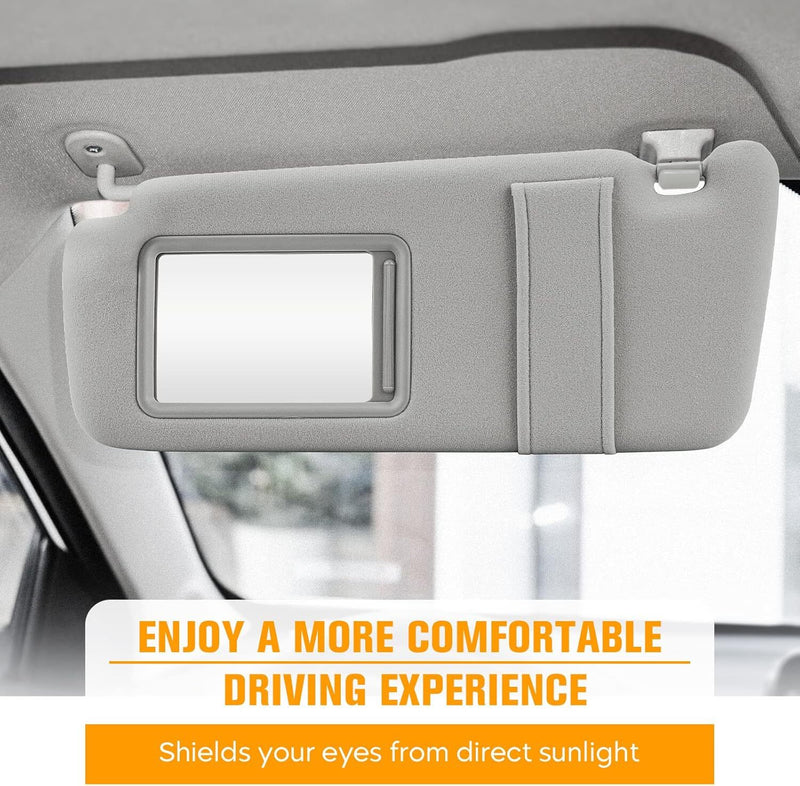 Sun Visor Pair Left Right Without Sunroof for Toyota Camry 2007-2011 Gray