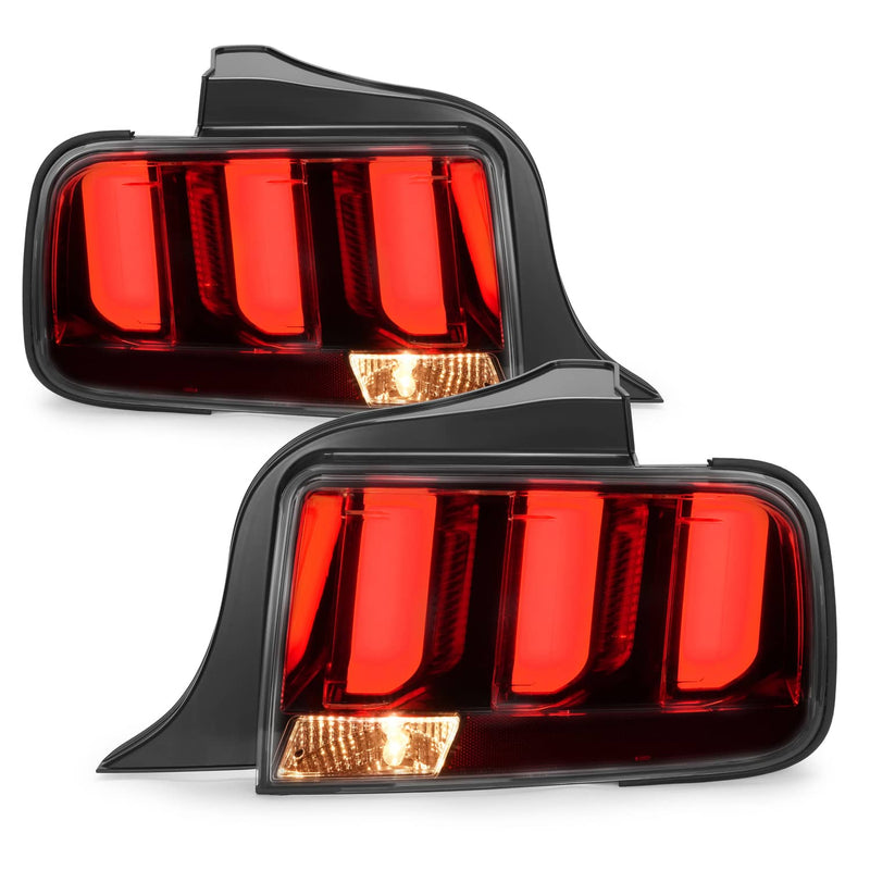 DURAFORCE Clear Lens LED Tail Lights Rear Brake Lamps for Ford Mustang 2005-2009 Set