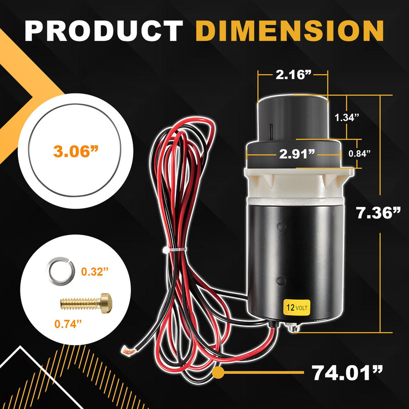 37072-0092 Motor Pump 12V Quiet Flush Designer Series Electric Toilets Replace