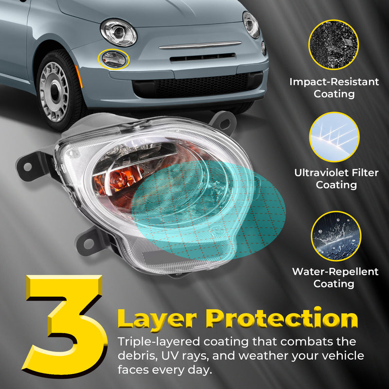 Turn Signal Light Right Passenger Side for Fiat 500 2012-2017 Clear Lens