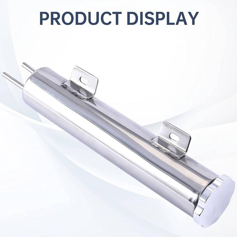 50OZ 3" x 16" Polished Stainless Steel Radiator Coolant Overflow Catch Puke Tank