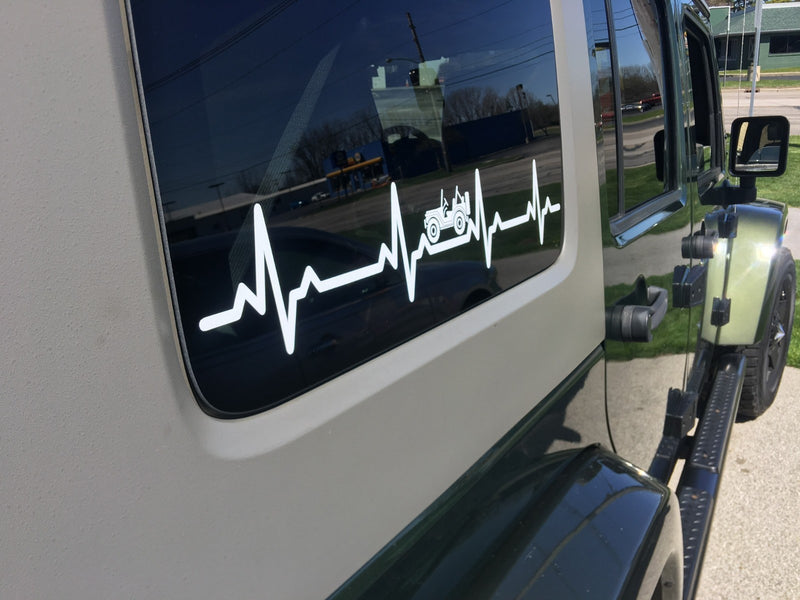 DURAFORCE EKG Heartbeat Vinyl Decal 22.5 x 4 for Wrangler TJ YJ CJ Sport Sahara SE S X