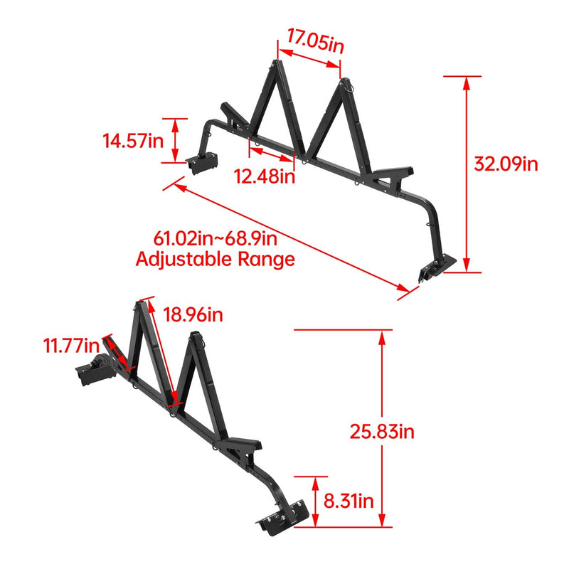DURAFORCE Adjustable Truck Bed Ladder Rack Fits 54"-64" Pick Up Kayak SUP Carrier 150 Lb