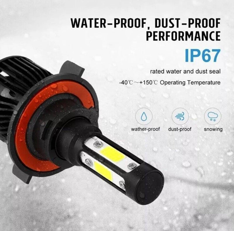 4-Sides H13 9008 LED Headlight Bulb for Ford F-150 2004-2014 High Low 6000K