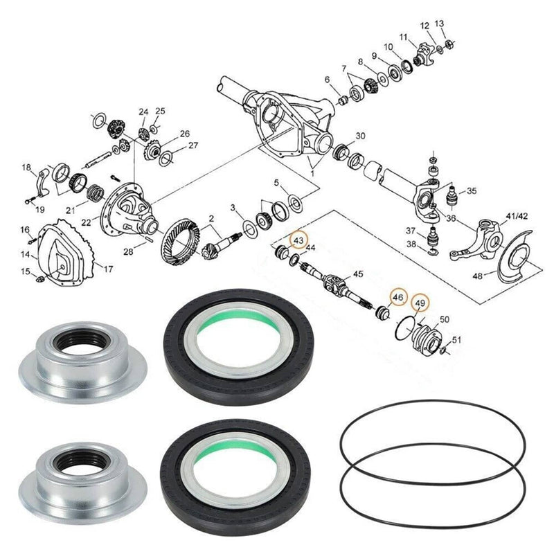 Front Axle Seal Greaseable U Joint Kit for 05-14 Ford F250 F350 Super Duty