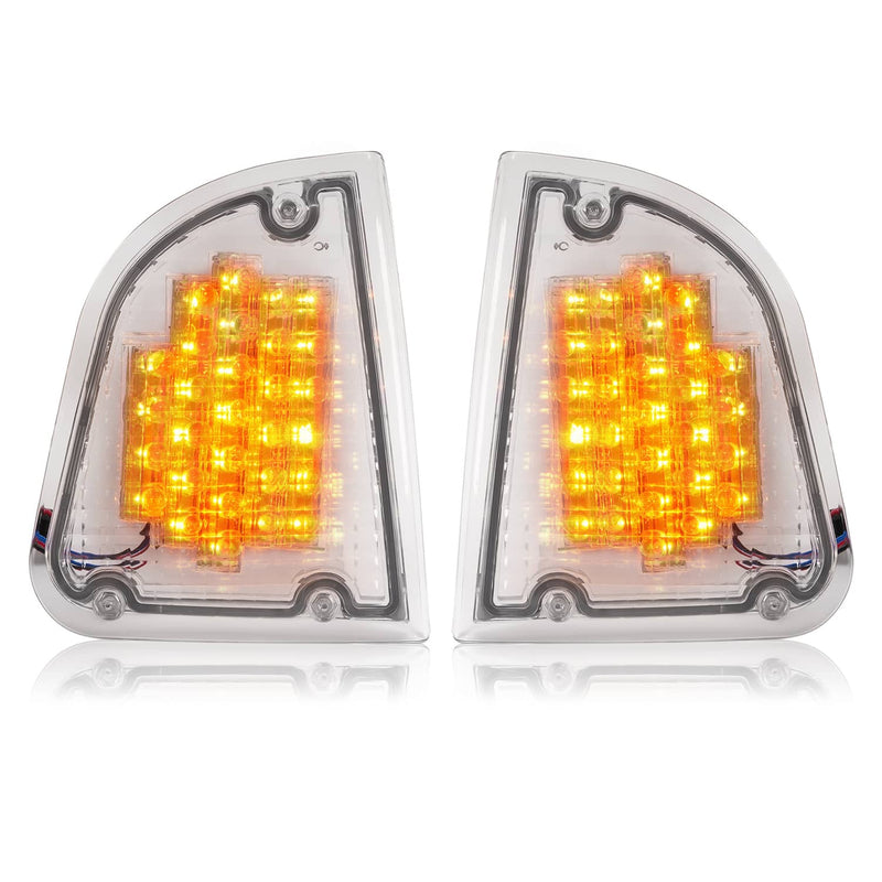 DURAFORCE Clear LED Turn Signal Lights for Kenworth KW K300 T300 T330 T600 86-08 Pair