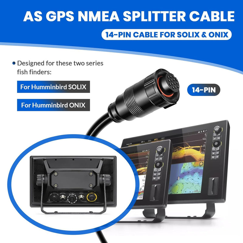 720080-1 AS GPS NMEA Splitter Cable for Humminbird SOLIX ONIX Fish Finder