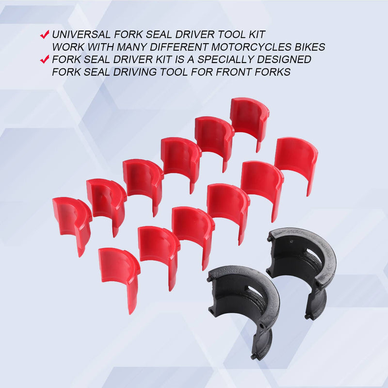 Universal Motorcycle Fork Seal Installer Driver Tool Kit 35mm-50mm 14 Pcs