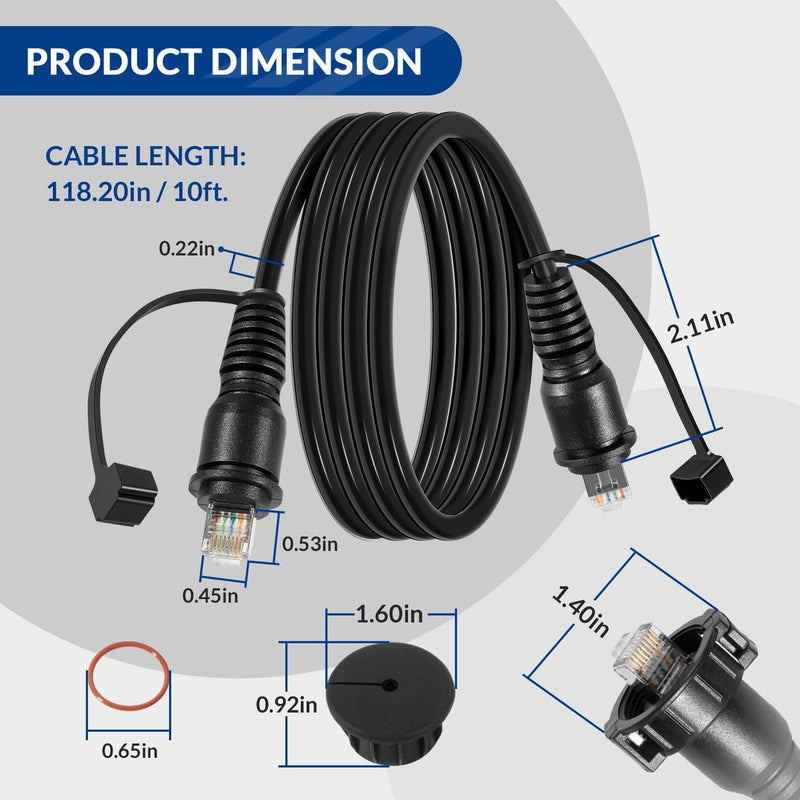 010-10550-00 Marine Network Cable for Garmin 10FT Durable RJ45 Ethernet Cord