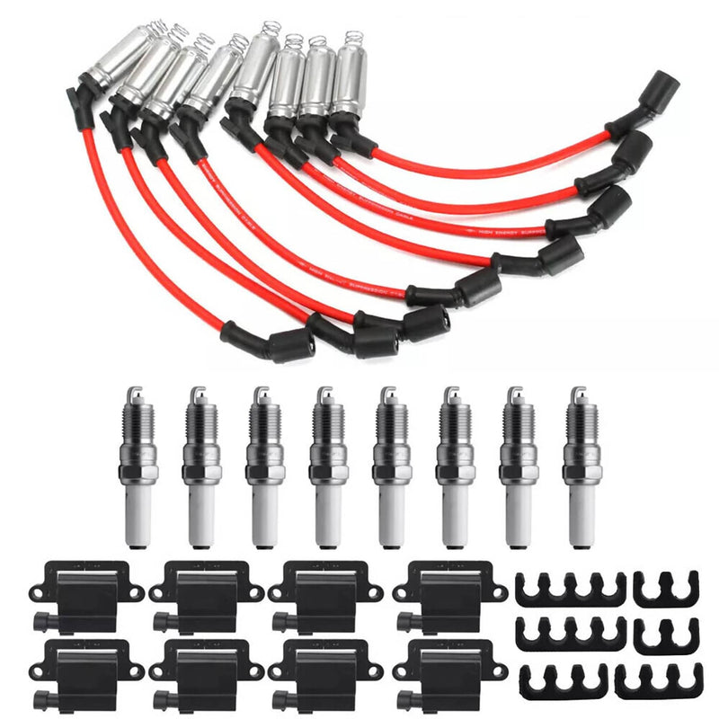 8 Pack Square Ignition Coil and Spark Plug Wire for Chevy GMC 4.8L 5.3L 6.0L 8.1