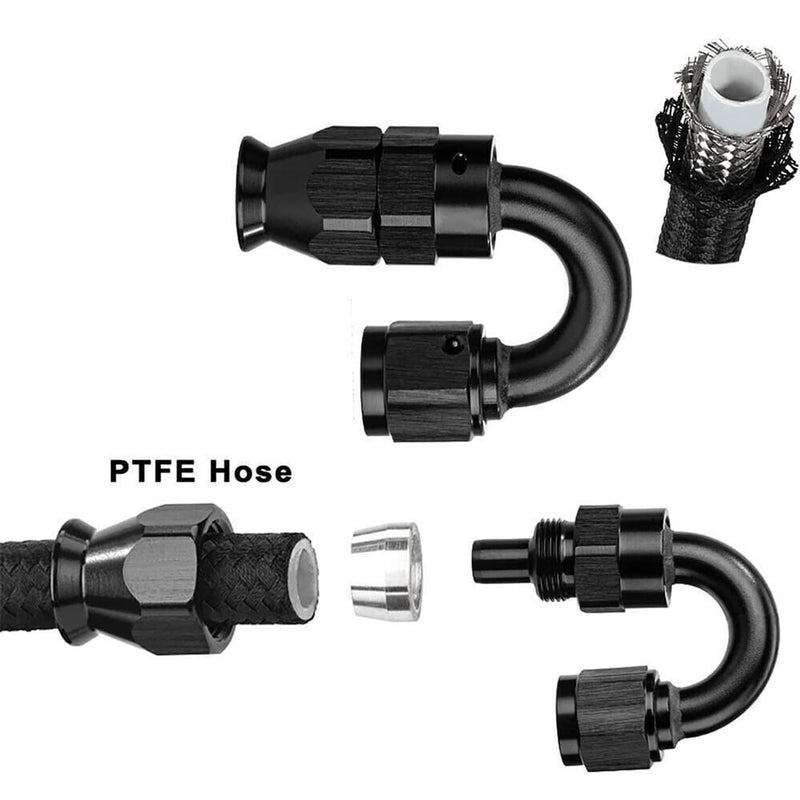 6AN 20FT E85 PTFE LS Swap EFI Fuel Line Fitting Nylon Braided Kit