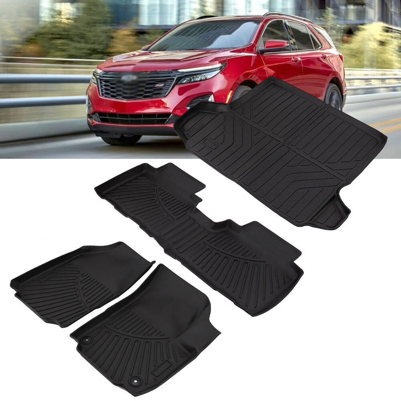 Waterproof Black Floor Mats Cargo Liner for Chevrolet Equinox 2018-2024