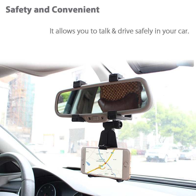 Rearview Mirror Mount Stand Holder Cradle for Cell Phone GPS Universal Car