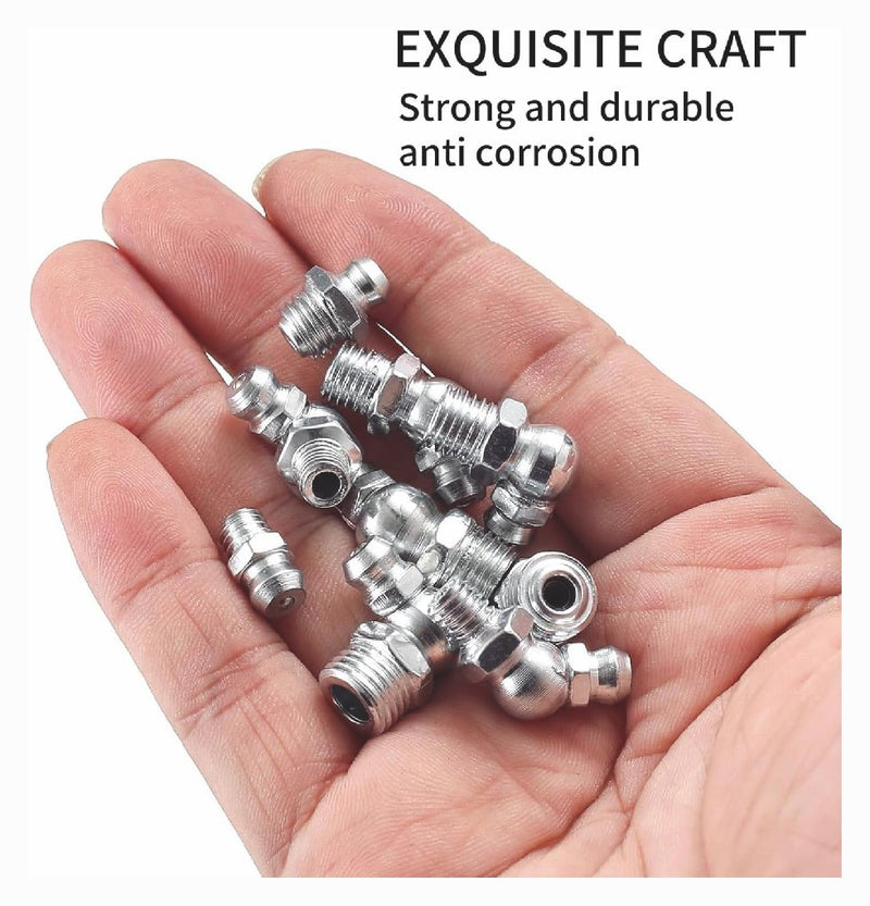 60Pcs Grease Fittings Assortment with Grease Gun Coupler Zerk Grease Fittings K