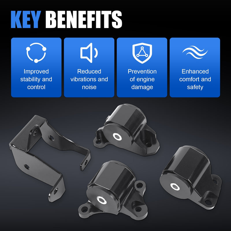 2-Bolt Engine Motor Mount Kit for Honda Civic 1996-2000 B/D-Series Billet Alumin