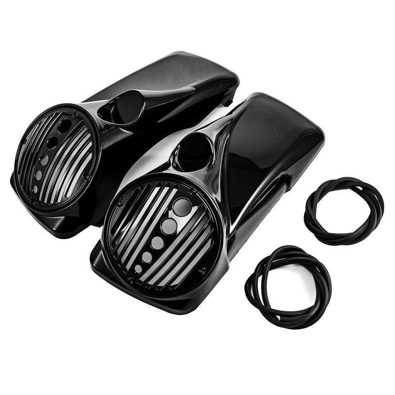 8" Vivid Black Speaker Lids w/ Tweeter Port for Harley 1994-2013 Touring Models