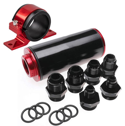 DURAFORCE Inline Fuel Filter 100 Micron Cleanable AN6 AN8 AN10 Adapter Universal High Flow