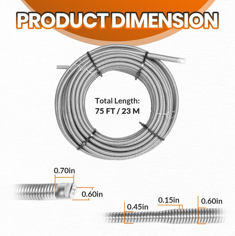 37847 C-32 Inner Core 3/8" x 75' Drain Cleaning Cable for K-3800 K-375