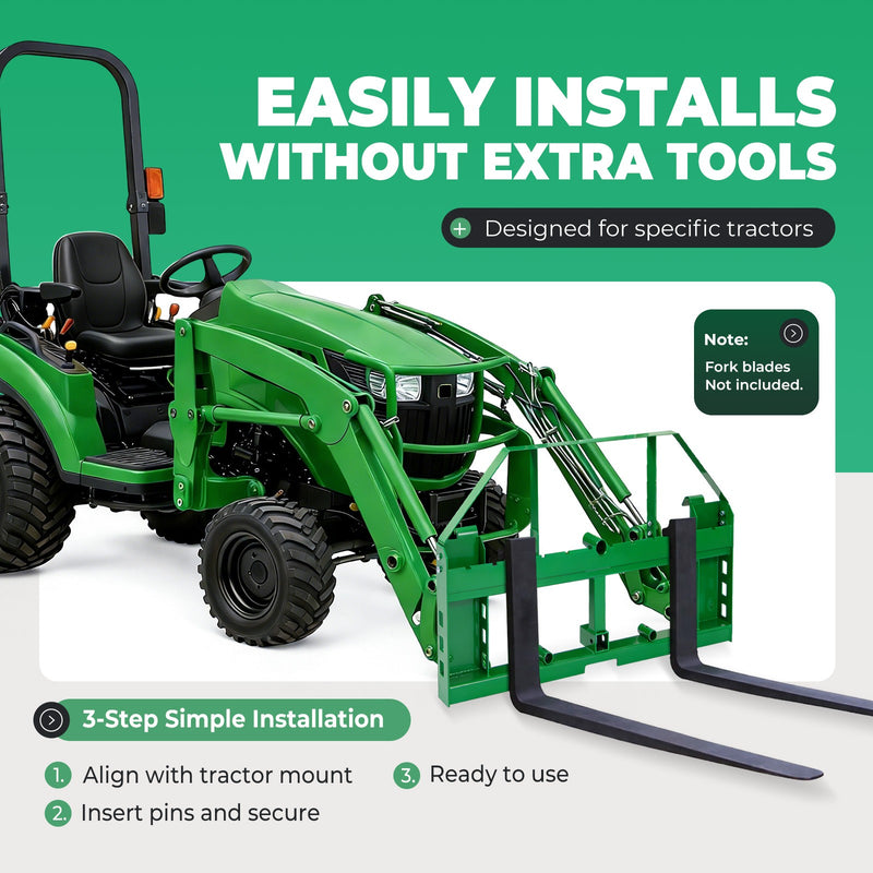 4000lbs Pallet Fork Frame for John Deere Loader Skid Steer 2" Receiver Hitch