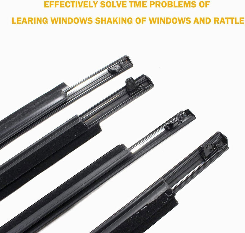4Pcs Door Window Weatherstrips Belt Seal Moulding Trim for Toyota Corolla