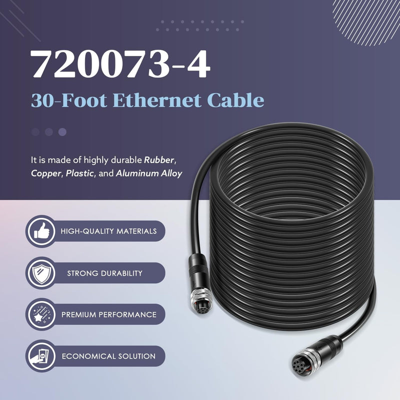 720073-4 Boat Ethernet Cable AS EC 30E Ethernet Cord 30ft for Humminbird