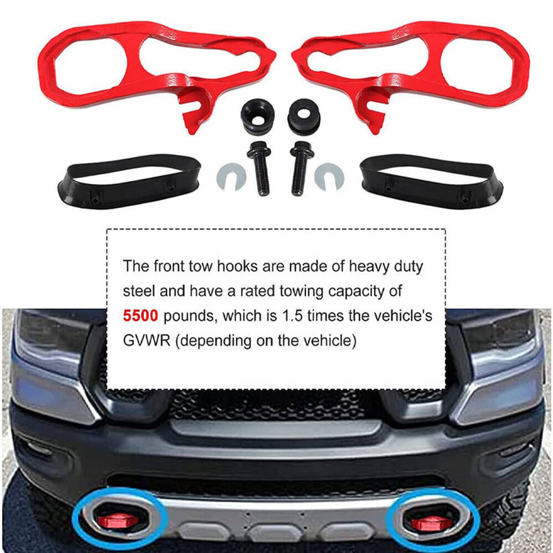 Front LH RH Tow Hooks Hardware for Dodge Ram 1500 DT 2019-2022 Heavy Duty