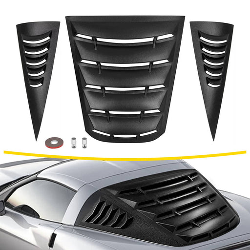 DURAFORCE Rear Side Window Louvers for Chevy Corvette C6 2005-2013 ABS Sunshade Cover Vent
