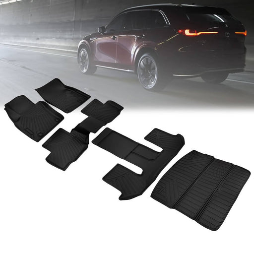 DURAFORCE Floor Mats Trunk Cargo Liner Full Set for Mazda CX-90 7 Seaters 3 Row 2024-2025