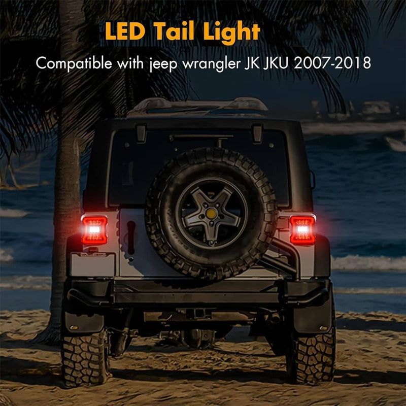 LED Tail Lights Pair for Jeep Wrangler JK JKU 07-18 Rear Brake Turn Signal Lamps